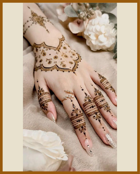 Designer Aesthetic Back Hand Mehndi In Floral Trail